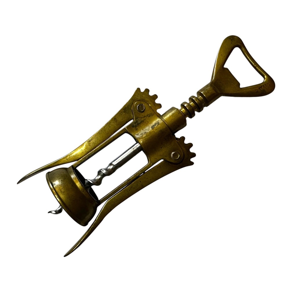 Vintage Brass Wing Corkscrew Wine Bottle Opener Made in Italy Mid Century‎ MCM